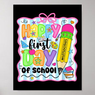 Affiche Joyeux Premier Jour De L'École Crayon Enseignant E