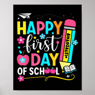 Affiche Joyeux Premier Jour De L'École Crayon Enseignant E