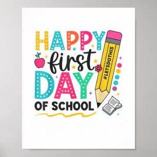 Affiche Joyeux Premier Jour De L'École Crayon Enseignant E