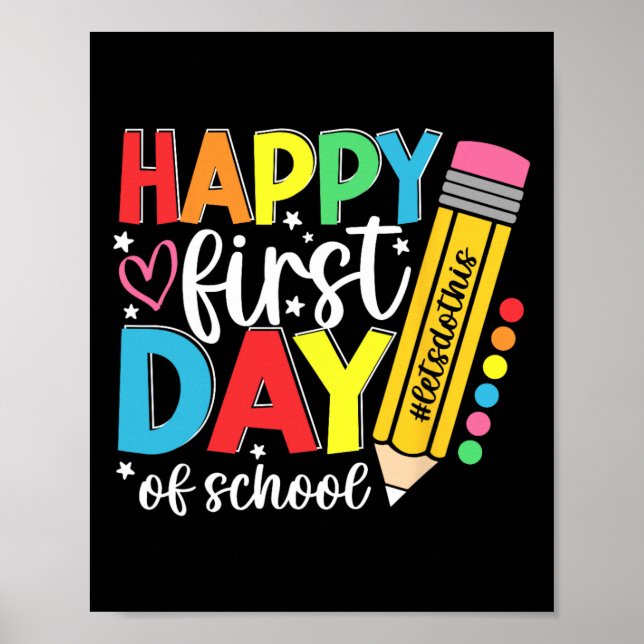 Affiche Joyeux Premier Jour De L'École Crayon Enseignant E (Devant)
