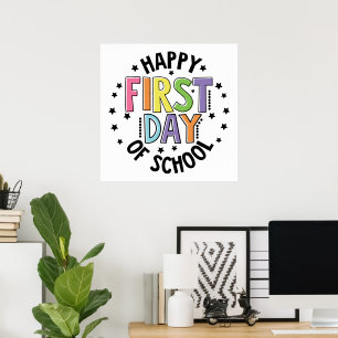 Affiche Joyeux Premier Jour De L'École Enseignant Éducatio