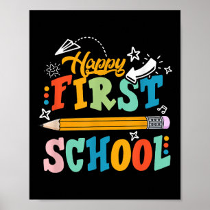 Affiche Joyeux Premier Jour De L'École Étudiant Enfant Ret