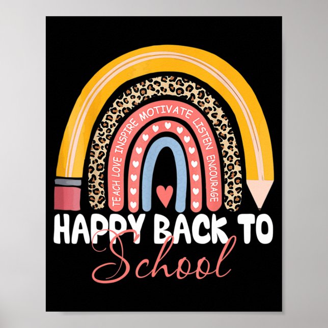 Affiche Joyeux premier jour de retour à l'école enseignant (Devant)