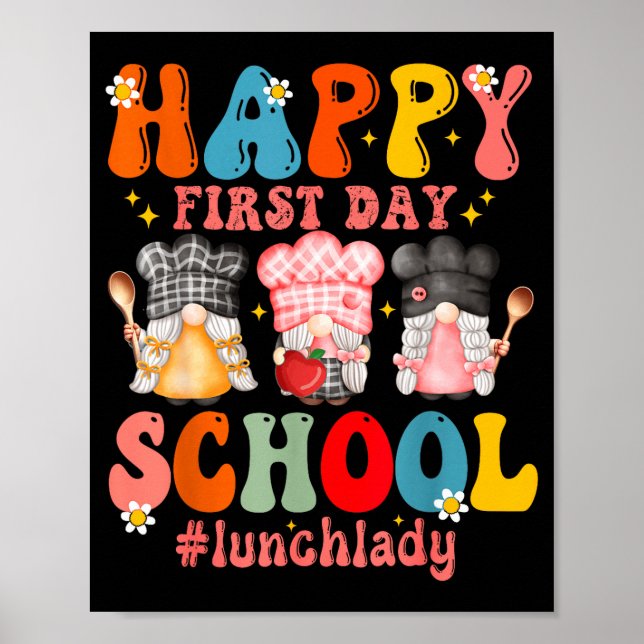 Affiche Joyeux Premier Jour De Travail De Cantine Scolaire (Devant)