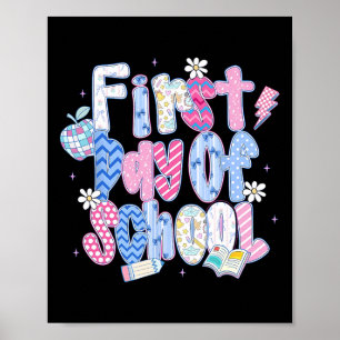 Affiche Joyeux premier jour d'école Bonjour professeur Enf