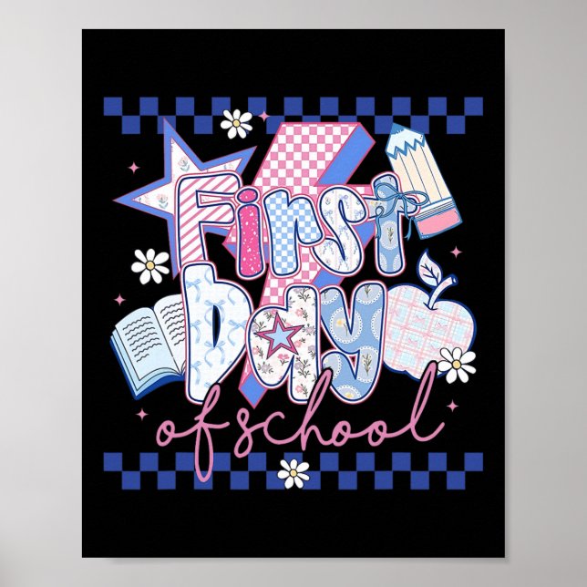 Affiche Joyeux premier jour d'école Bonjour professeur les (Devant)