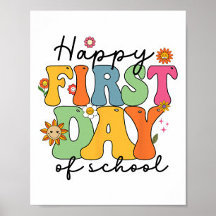 Affiche Joyeux premier jour d'école enseignant enfants ren