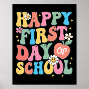 Affiche Joyeux premier jour d'école enseignant garçons fil