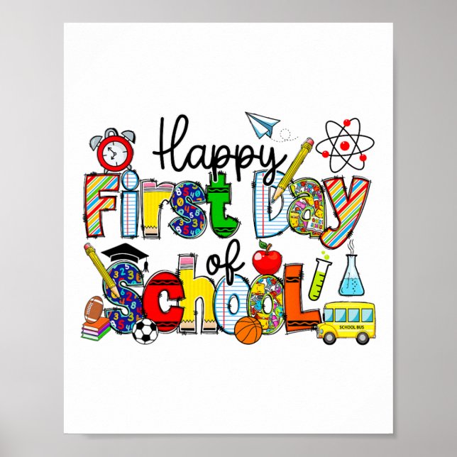Affiche Joyeux Premier Jour D'école Enseignants Élèves Ren (Devant)