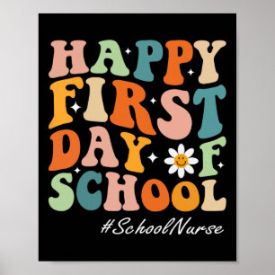 Affiche Joyeux premier jour d'école Infirmière Groovy Rétr