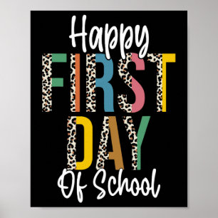 Affiche Joyeux premier jour d'école léopard rentrée scolai