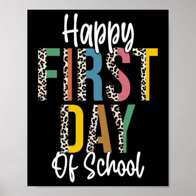 Affiche Joyeux premier jour d'école léopard rentrée scolai (Devant)