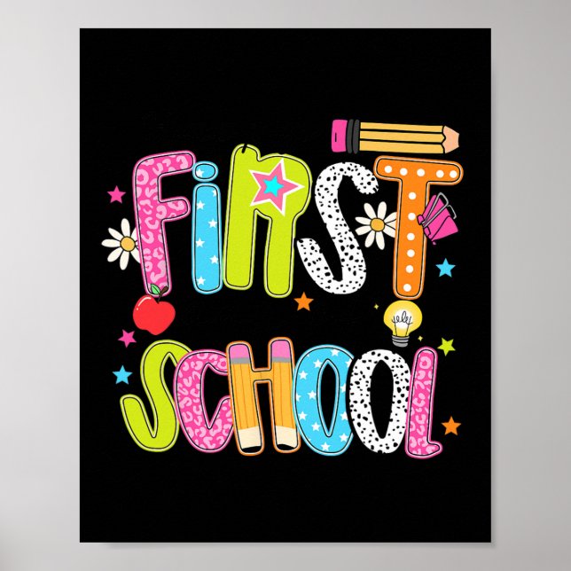 Affiche Joyeux premier jour d'école Prof Préparé Enfants C (Devant)