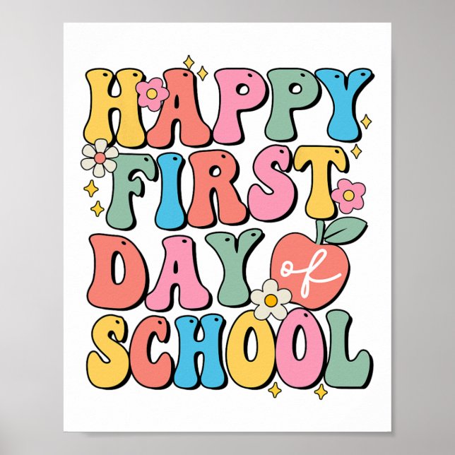 Affiche Joyeux Premier Jour D'Enseignants Scolaires Enfant (Devant)