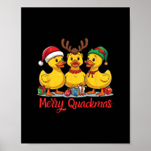 Affiche Joyeux Quackmas Noël Chapeau de Père Noël Renne El