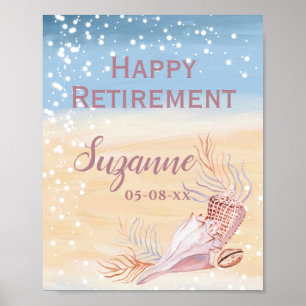 Affiche Joyeux Retraite Beach Coastal Shell