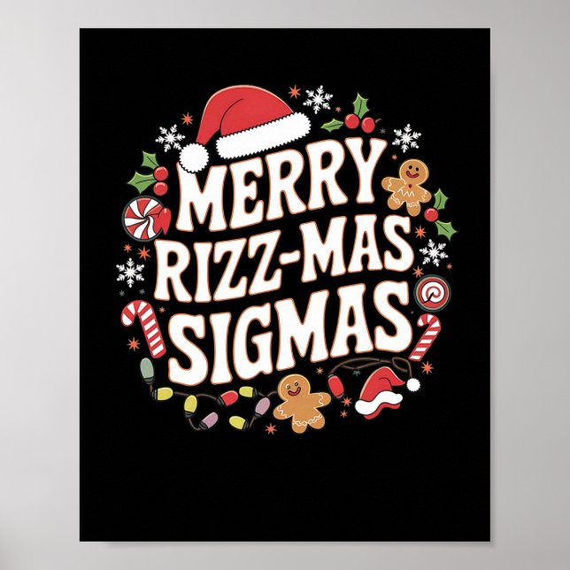Affiche Joyeux Rizz Noël Sigmas Mème Drôle Gen Alpha Père  (Devant)