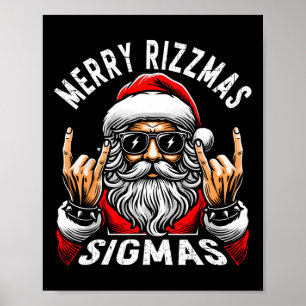 Affiche Joyeux Rizzmas Sigmas Drôle Noël Rizz Père Noël Te