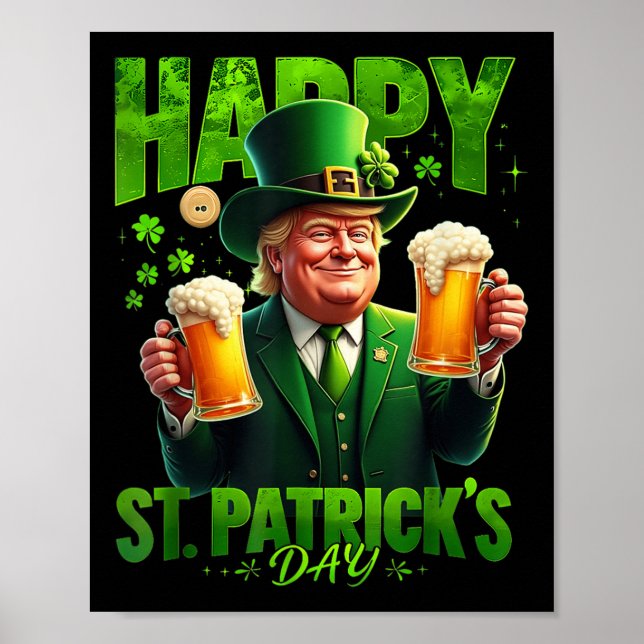 Affiche Joyeux Saint-Patricks Day Trump Shamrock Saint-Pau (Devant)