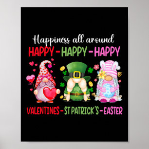 Affiche Joyeux Saint-Valentin Saint-Patrick Pâques Gnome B