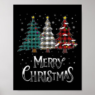 Affiche Joyeux sapin de Noël Buffalo plaqué Rouge Blanc