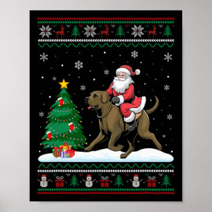 Affiche Joyeux sapin de Noël illuminent Noël Père Noël équ