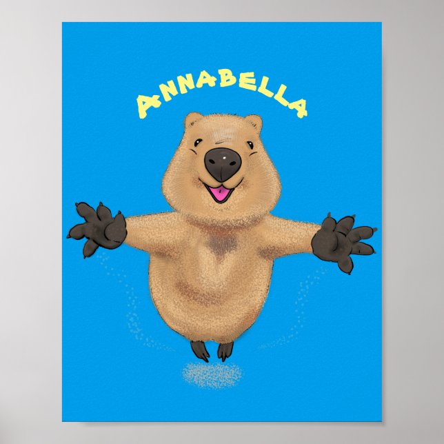 Affiche Joyeux sauter quokka dessin animé (Devant)