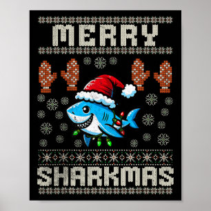Affiche Joyeux Sharkmas Sharkmas Noël Vilain Noël Enfants 