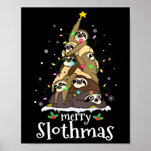 Affiche Joyeux Slothmas joli Noël Sloth Santa Hat Noël