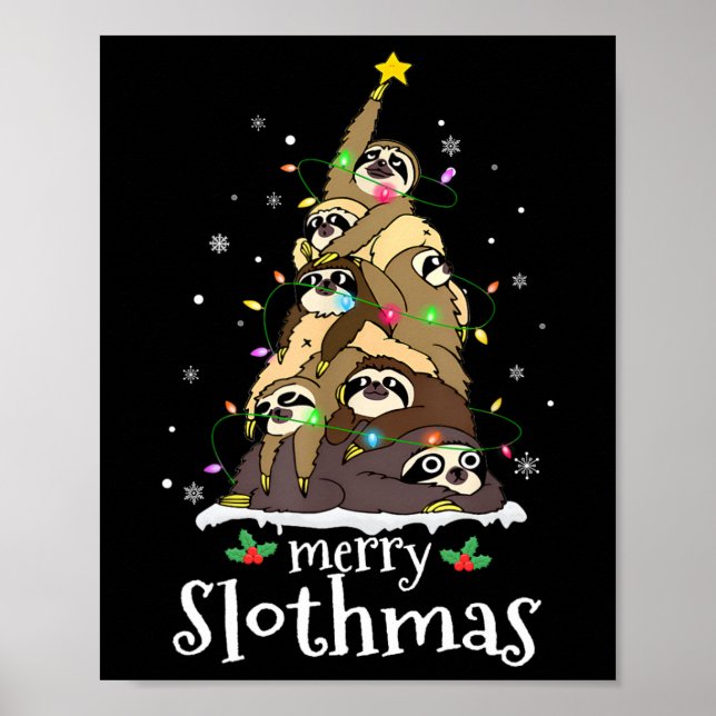 Affiche Joyeux Slothmas joli Noël Sloth Santa Hat Noël (Devant)