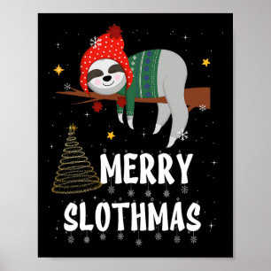 Affiche Joyeux Slothmas Pyjama de Noël pour les Amateurs d