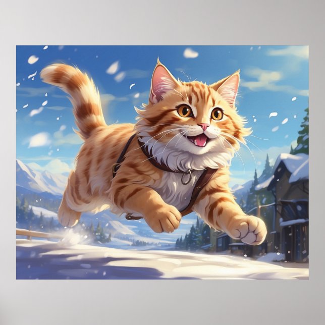 Affiche *~* Joyeux Snow Kitty 5:4 Kitten Cat AP68 (Devant)