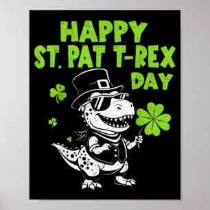 Affiche Joyeux St Pat Trex Day Dinosaure pour Enfants Garç