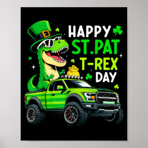 Affiche Joyeux st pat trex jour dinosaure pour garçons st