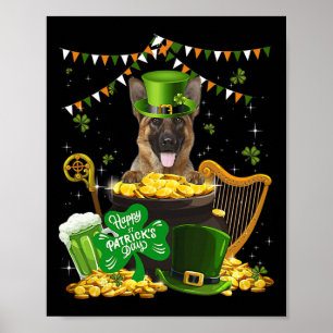 Affiche Joyeux St Patrick Irlandais Chien Berger Allemand