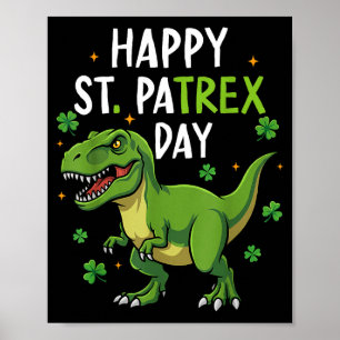 Affiche Joyeux St Patrick jour dinosaure garçons enfants