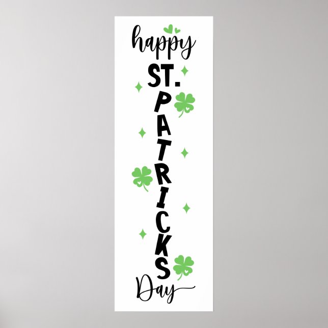 Affiche Joyeux St. Patrick Vertical Panneau Fleur de Trèfl (Devant)