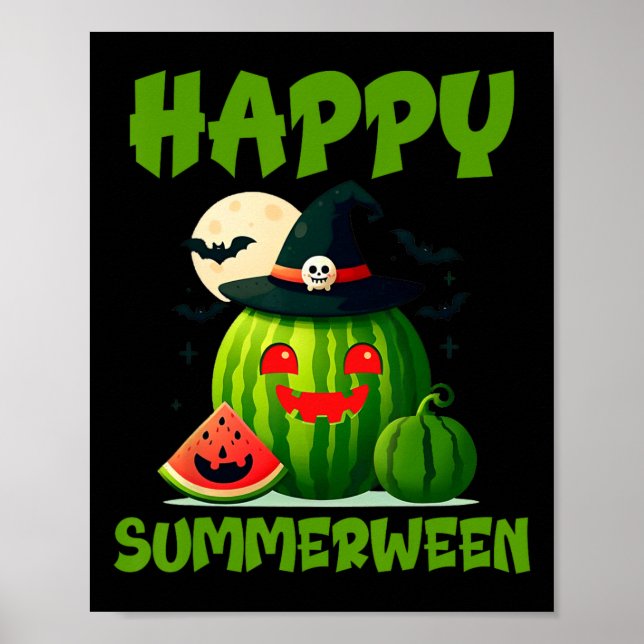 Affiche Joyeux Summerween Été Pastèque Citrouille  (Devant)