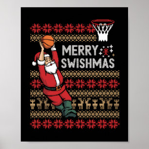 Affiche Joyeux Swishmas Basketball Laid Noël Hommes