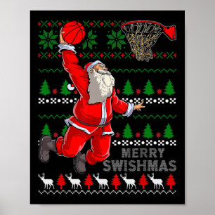 Affiche Joyeux Swishmas Père Noël Bysketbyll Byll Vileux N
