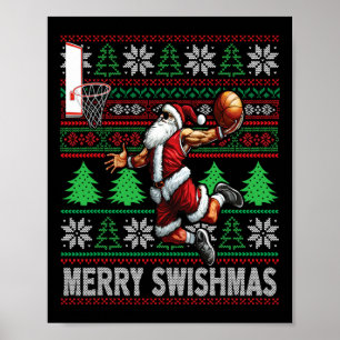 Affiche Joyeux Swishmas Vilain Noël Basket-ball Noël