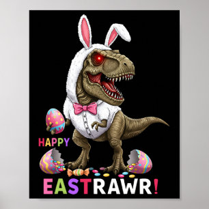 Affiche Joyeux T Rex Dinosaure Pâques Lapin de Pâques Bonb