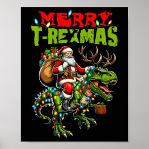Affiche Joyeux T-rexmas Noël Noël Noël T Rex Dinosaur Amou