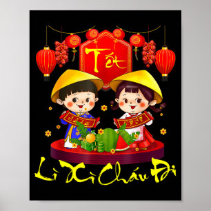 Affiche Joyeux Tet Nouvel An lunaire vietnamien Li Xi