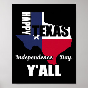 Affiche Joyeux Texas Independence Day Y'all Usa Cowboy Tee