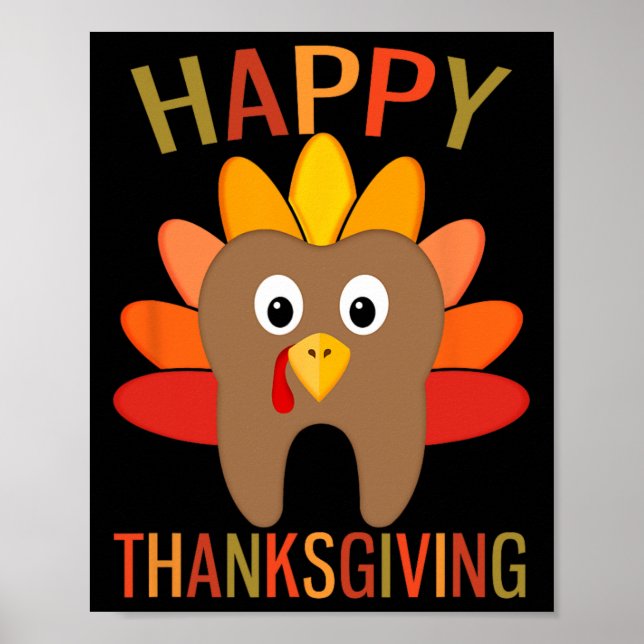 Affiche Joyeux Thanksgiving Dent de dinde de la dentisteri (Devant)