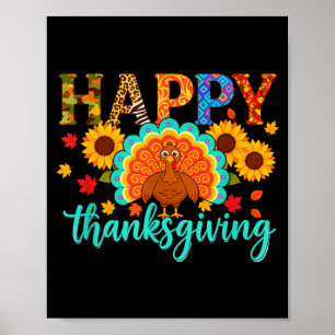 Affiche Joyeux Thanksgiving Dinde & Tournesol, Thanksg