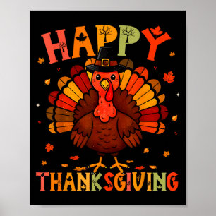 Affiche Joyeux Thanksgiving Drôle de Jour de Dinde Dîner e