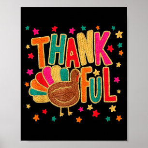 Affiche Joyeux Thanksgiving Drôle Remerciements Dinde Citr