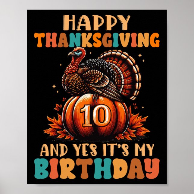 Affiche Joyeux Thanksgiving Et Oui C'est Mon 10e Anniversa (Devant)